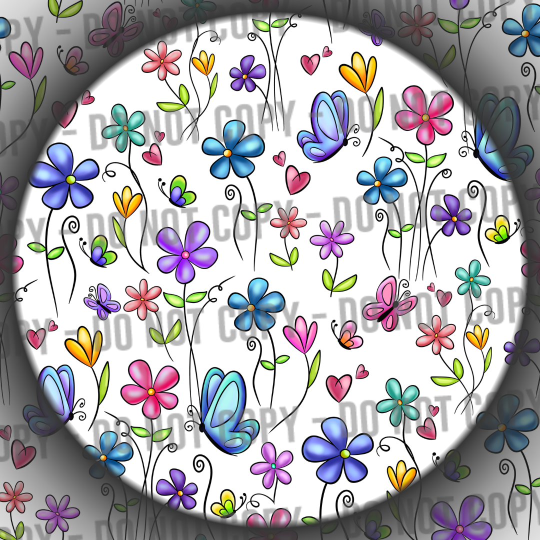 Clear Vinyl - Butterflies & Flowers