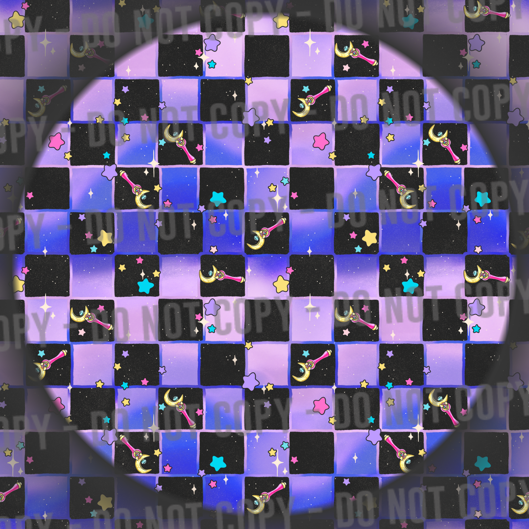 Co-Ord - Moon Checks - Purple Ombre & Charcoal