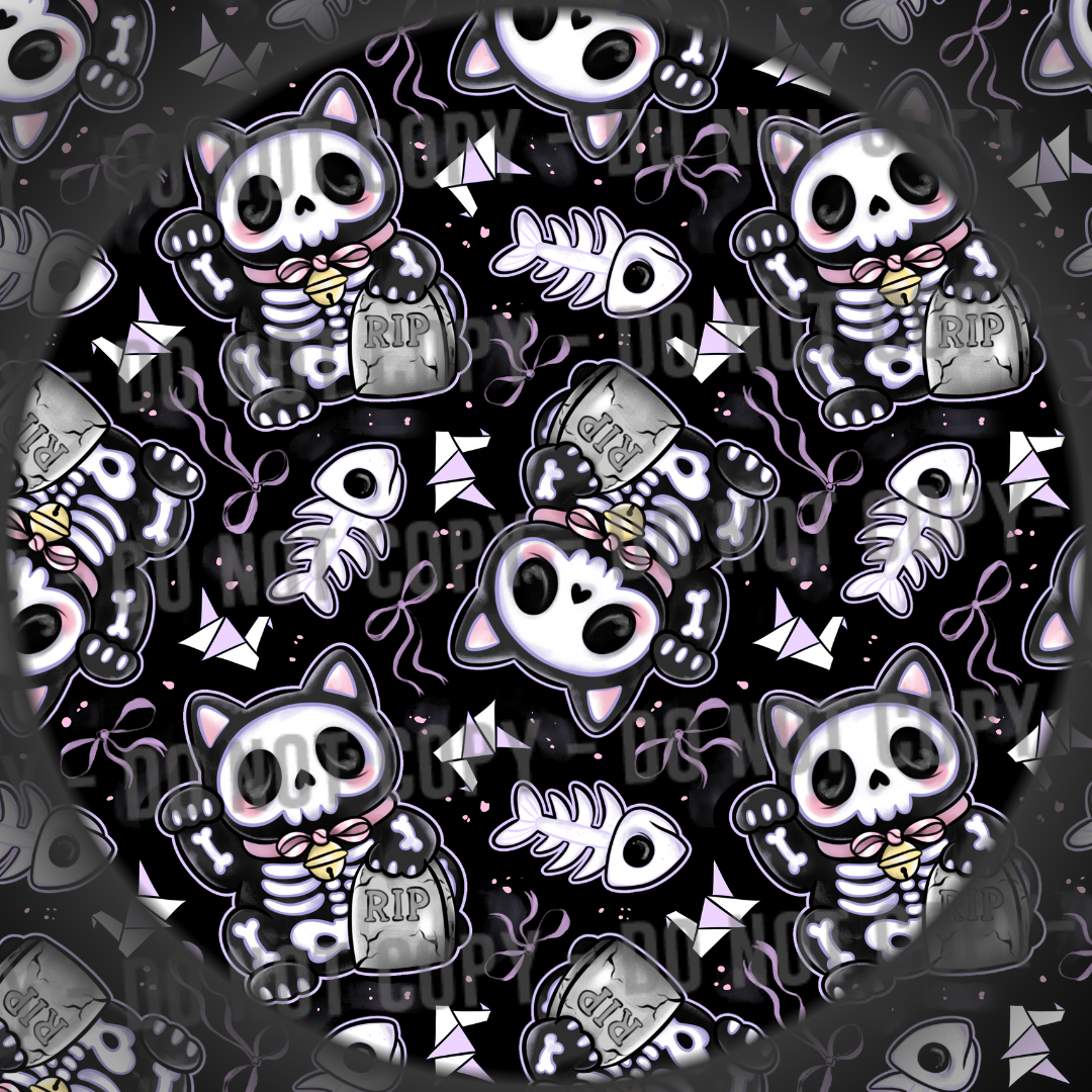 Lucky Skelly Cat - Purple