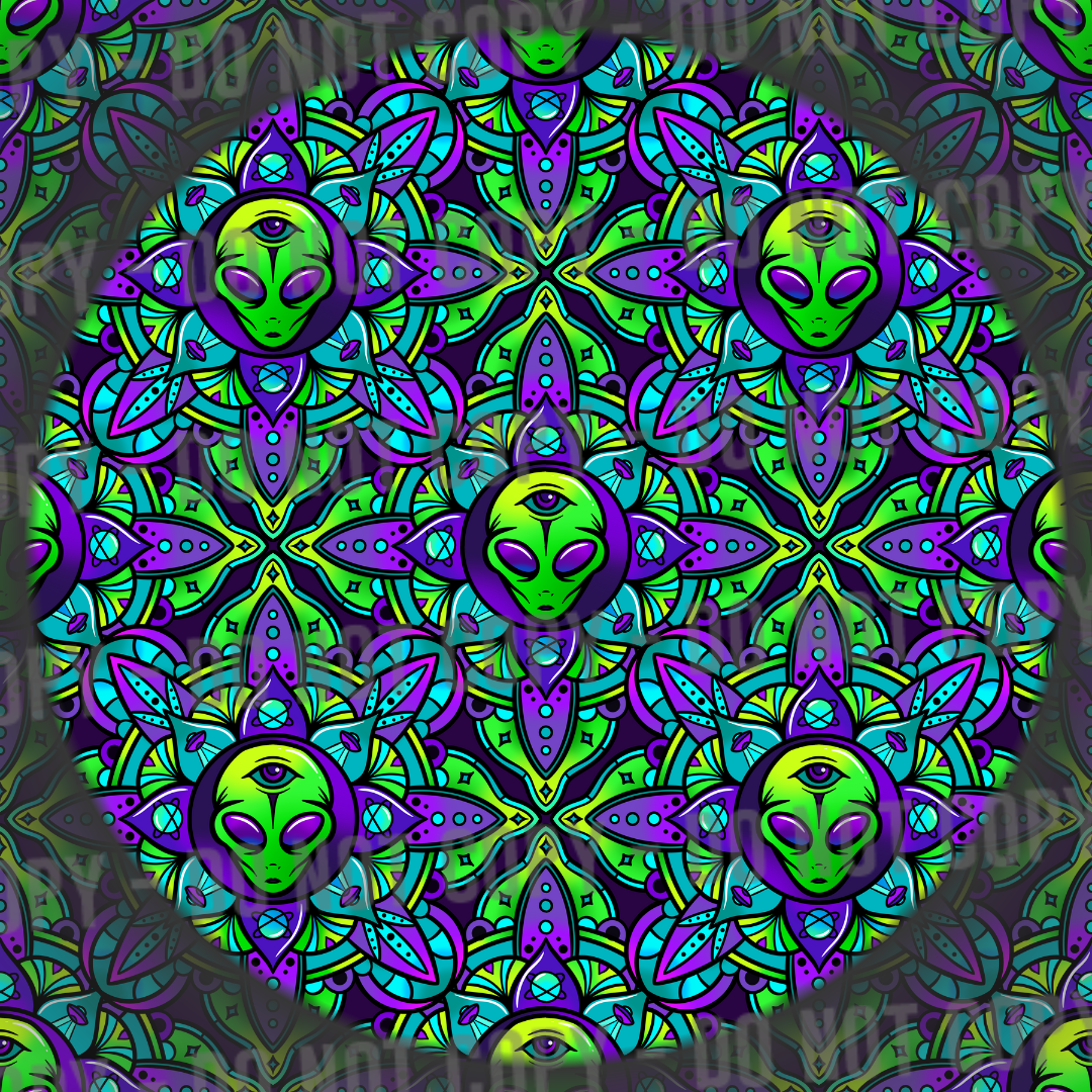 Alien Mandala - Green Purple