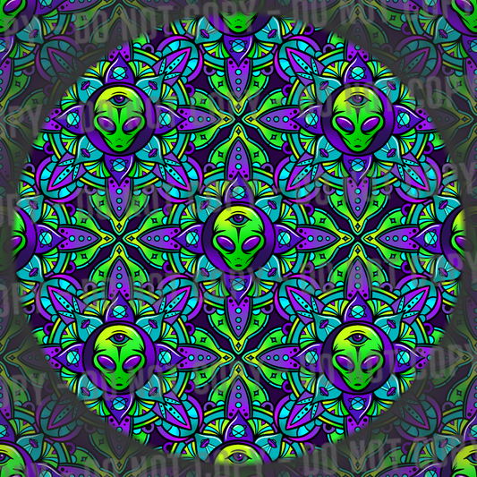 Alien Mandala - Green Purple