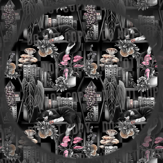 Cat Bookshelf - Black & White