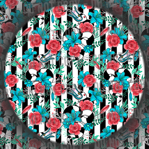 Floral Beetle Stripes - Black & White