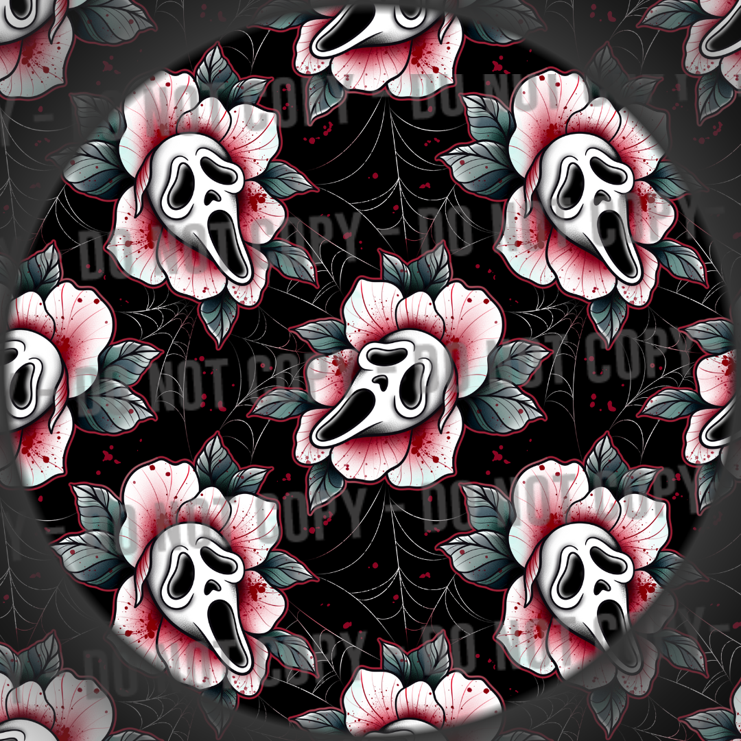 Floral Ghost Face - Black