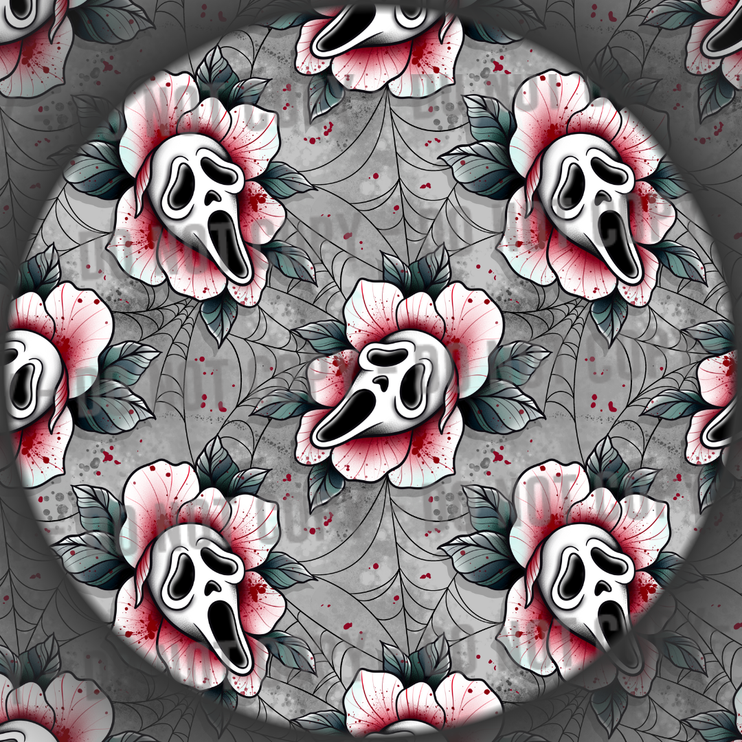 Floral Ghost Face - Grey