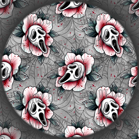 Floral Ghost Face - Grey