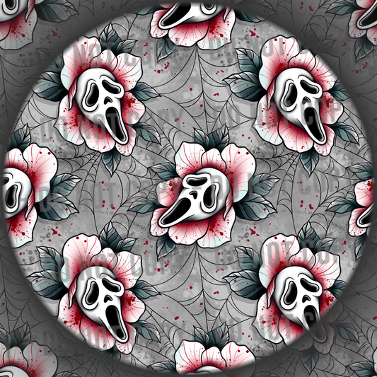 Floral Ghost Face - Grey