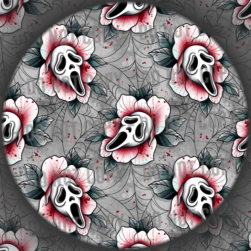 Floral Ghost Face - Grey