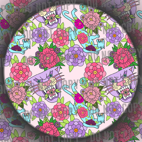 Floral Tattoo Cats