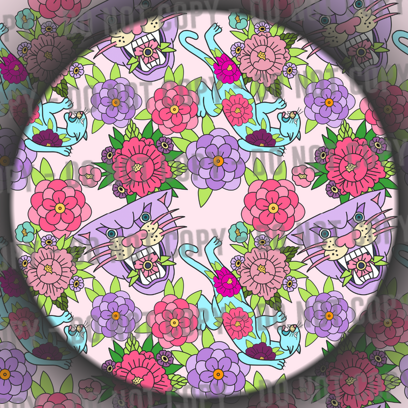 Floral Tattoo Cats