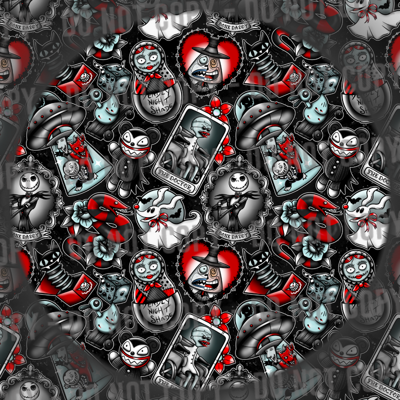 Halloween Town Tattoos - Black & Red