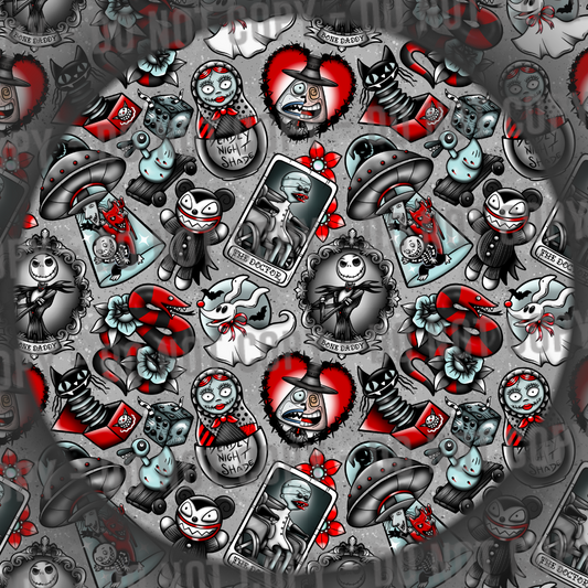 Halloween Town Tattoos - Grey & Red