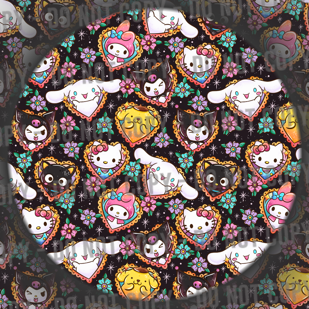 Kitty & Friends Hearts - Black