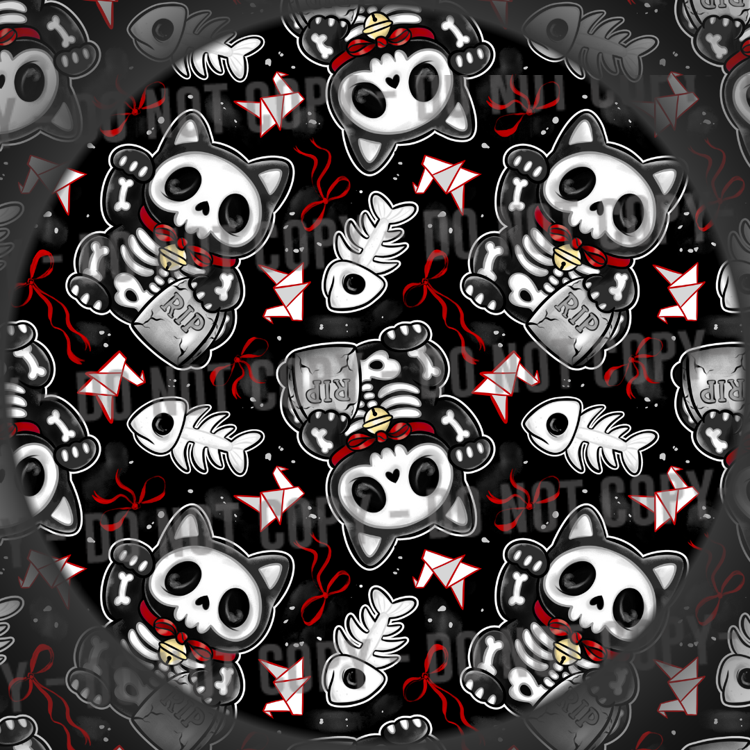 Lucky Skelly Cat - Red