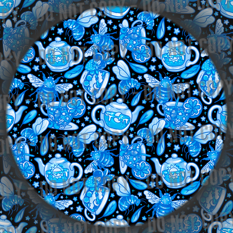 Porcelain Bees & Tea - Blue & Black