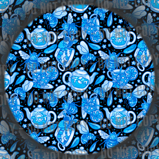 Porcelain Bees & Tea - Blue & Black