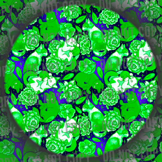 Porcelain Cats - Green Glow