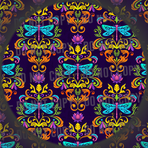 Rainbow Dragonfly Damask