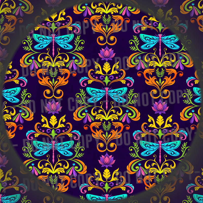 Rainbow Dragonfly Damask