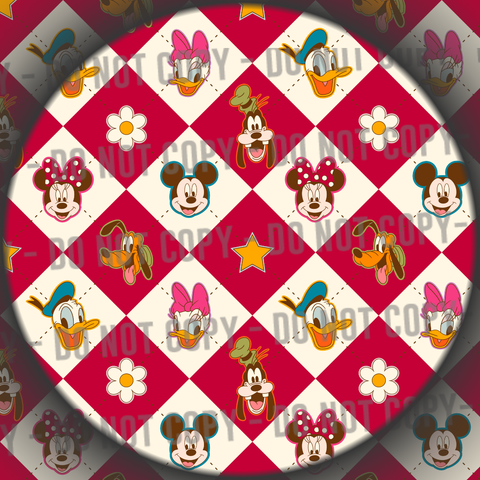 Red Floral Mouse & Friends Diamonds