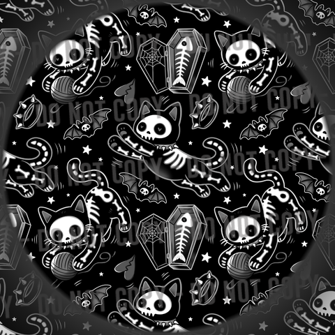 Skelly Cat - Black & White