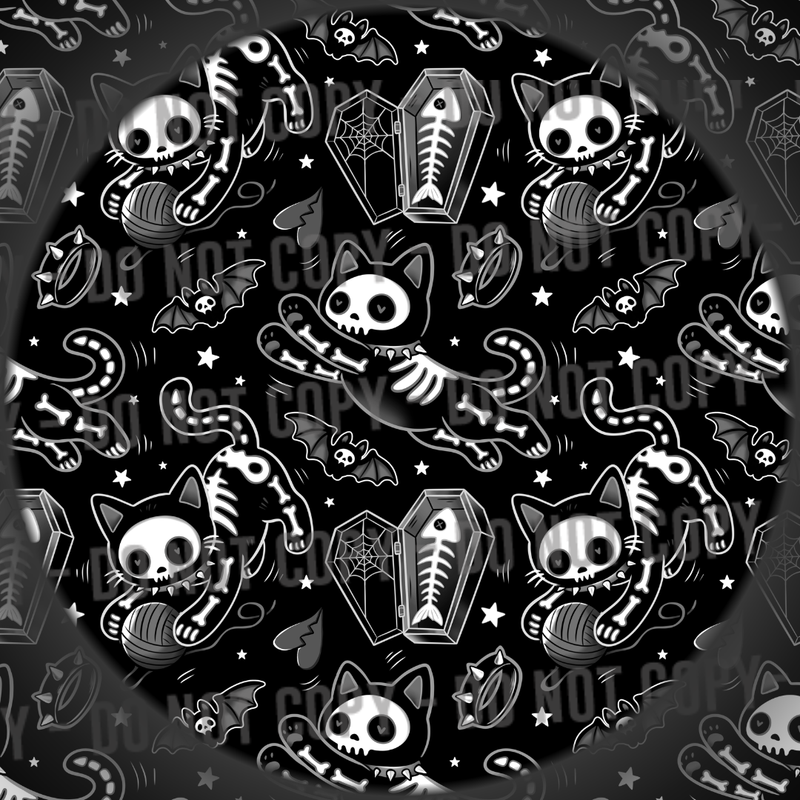 Skelly Cat - Black & White