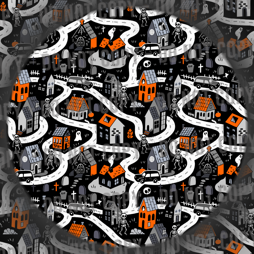 Spooky Map - Orange & Black