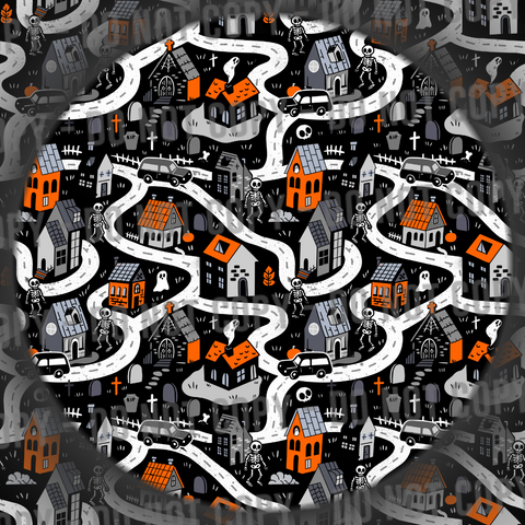 Spooky Map - Orange & Black