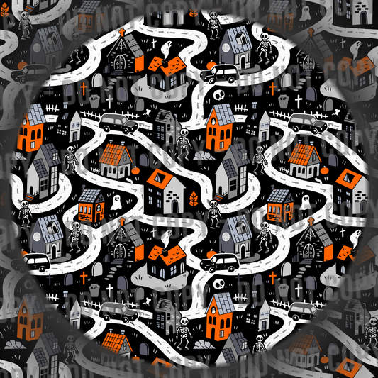 Spooky Map - Orange & Black