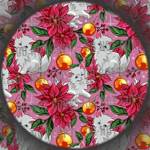 Vintage Christmas Kittens - Pink