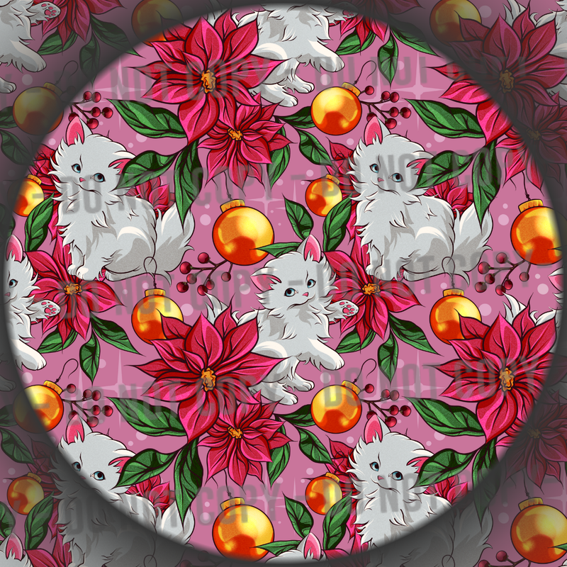 Vintage Christmas Kittens - Pink