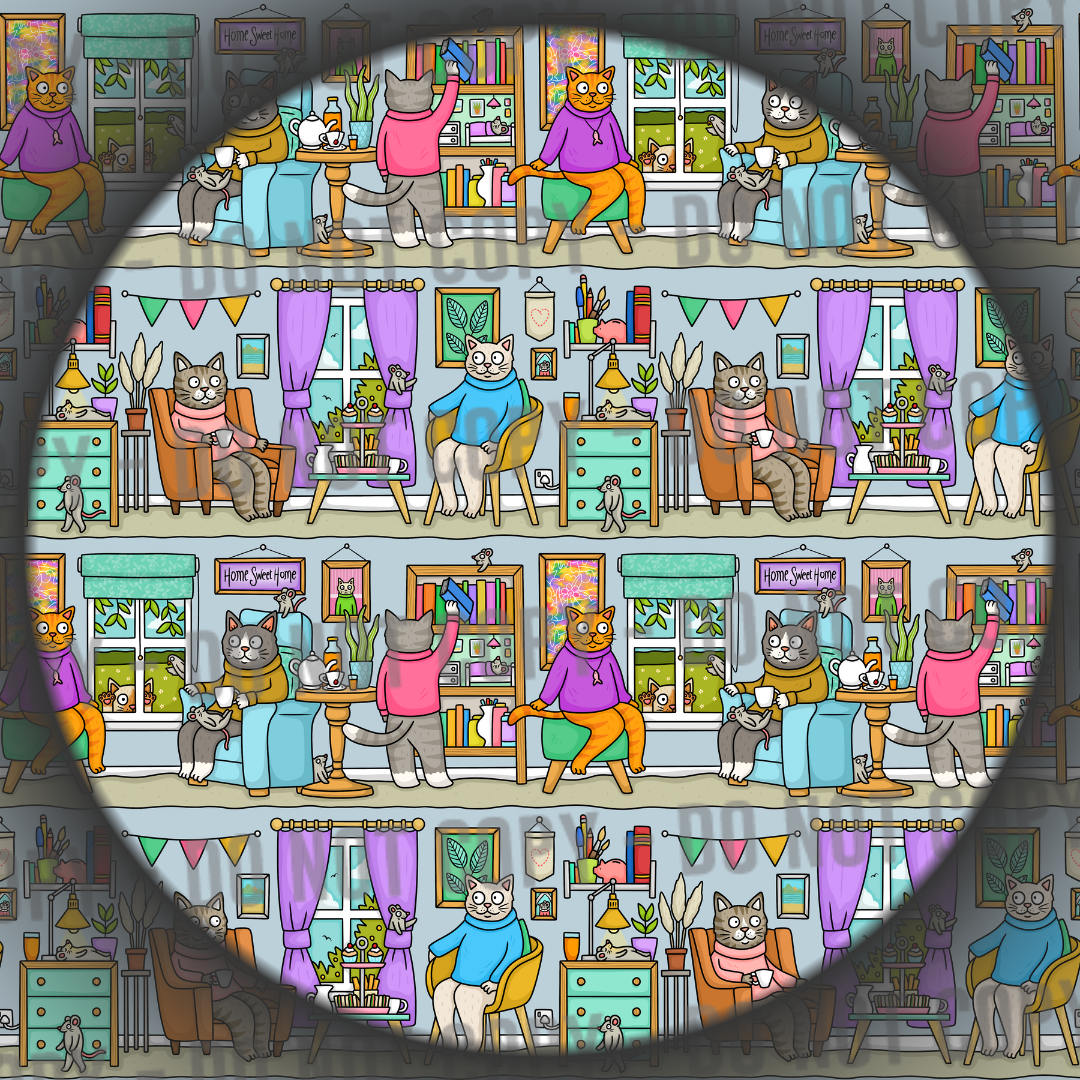 Cat Cottage - Grey Blue