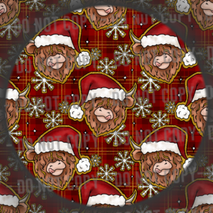 Chrismas Highland Cow - Red Tartan