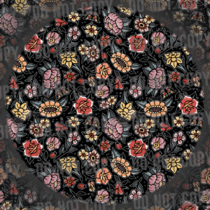 Distressed Trad Tattoo Flowers - Black