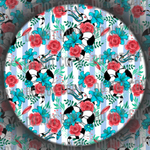 Floral Beetle Stripes - Blue & White