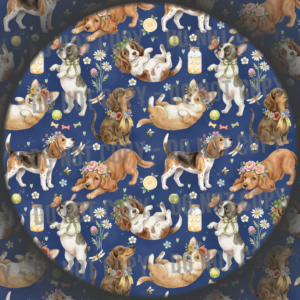 Floral Dogs - Navy