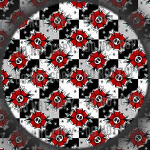 Floral Skull Checks - Red