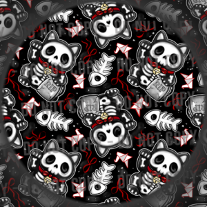 Lucky Skelly Cat - Red