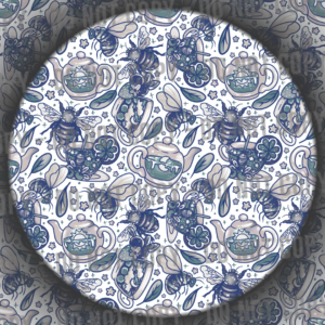Porcelain Bees & Tea - Navy & White