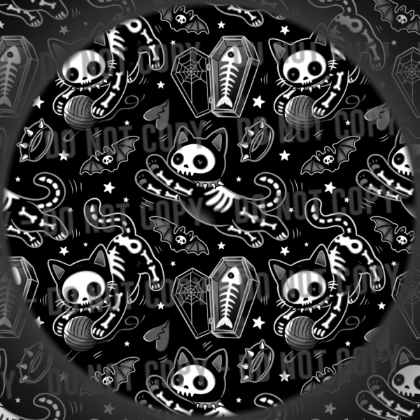 Skelly Cat - Black & White