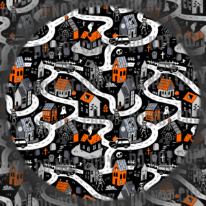 Spooky Map - Orange & Black